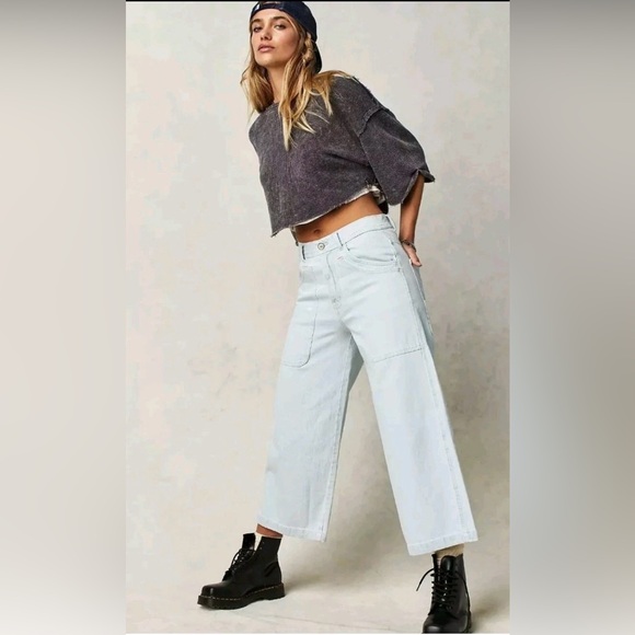 Free People We the Free Piper Wide Leg Jeans Bleach Bloom Women’s 27 $128 MSRP - Picture 14 of 15
